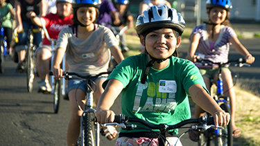 Kids riding bikes